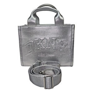 DKNY Hadlee Silver Metallic Logo Tote-Shoulder Bag/Crossbody-Small/Medium-NWT